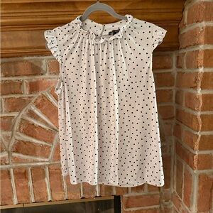 Adrianna Papell White Blouse with Black Polka Dots